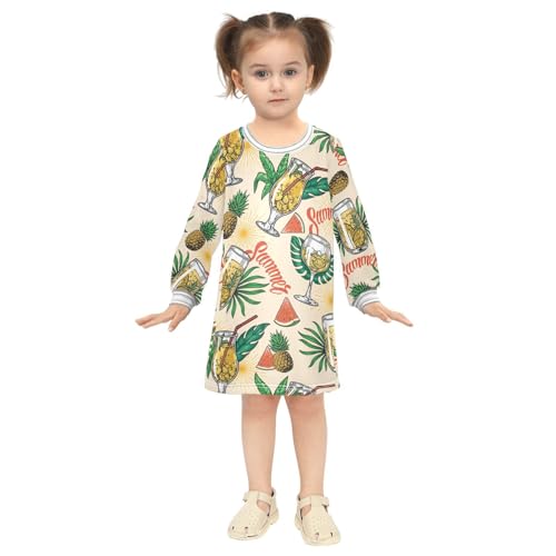 Cocktails Girls Dresses Long Sleeve Sweatshirt Dress for Girls Winter Toddler Casual A Line Dresses Size 2-8T4