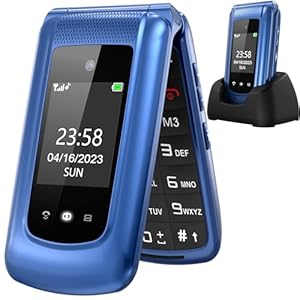 uleway Senior Mobile Phone Folding Mobile Phone without Contract, GSM Large Buttons Mobile Phone SOS Emergency Call Function, Torch, FM Radio, 2.4 Inch Dual Display Mobile Phone for Seniors (Blue)