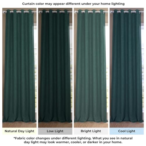 Image of HPD Half Price Drapes - Grommet Faux Linen Curtains for Living Room (1 Panel) - 50W X 108L - Textured Room Darkening Curtains for Bedroom 108 Inches Long - Drapes for Home Decor, Focal Green