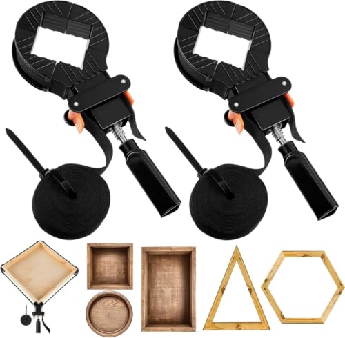 Image of Feekoon 13 FT Belt Band Strap Clamps for Woodworking, Quick Release Band Clamps with 4 Corner Claws, Thick and Sturdy Belt Clamp, Adjustable Picture Frame Clamp Tool(2 Pack)