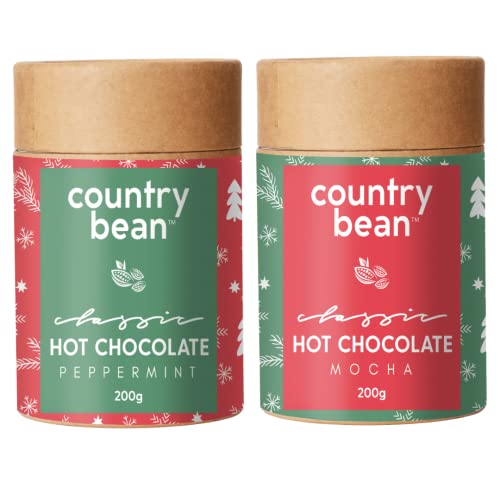 Image of Country Bean Peppermint and Mocha Hot Chocolate, 400G, Enjoy hot or cold, Perfect Surprise Gifts for your loved one's | Gift Hamper | Combo Pack