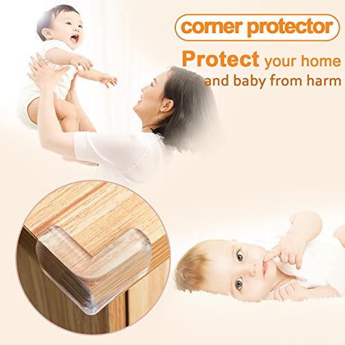 Image of HOMREALM Baby Proofing 16 Pack Corner Protector Baby Corner Guards Furniture Corner & Edge Safety Bumpers Clear Baby Proofing Bumper Cushion for Table Furniture Sharp Corners