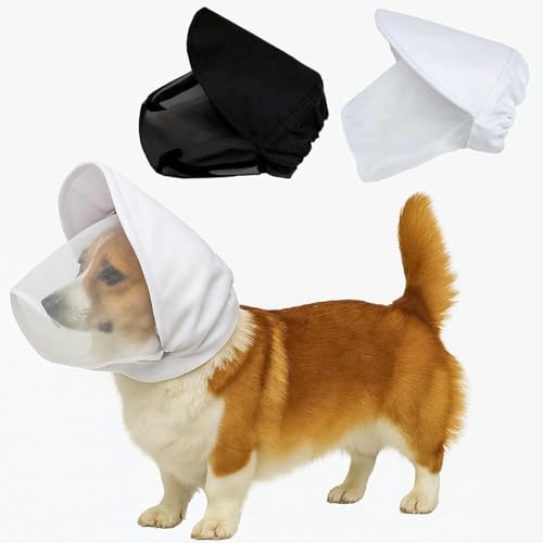 Dog Face Cover Dog Head Hood Foxtail Protection Breathable Mesh with Adjustable Buckle Lightweight Pet Headwear Guard for Outdoor Walking Camping Hiking Travel (White Medium)