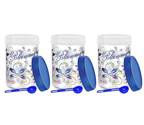 Image of ASIAN Plastowares Turn & Lock Storage Containers 1200ml,Set of 3 With Spoon, Assorted Color