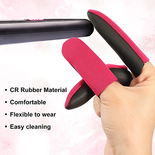6 pieces high heat resistant finger protection guards thermal finger covers for curling and flat irons wands blow dryers hair dye heat protector glove black and rose red thumb and 2 fingers