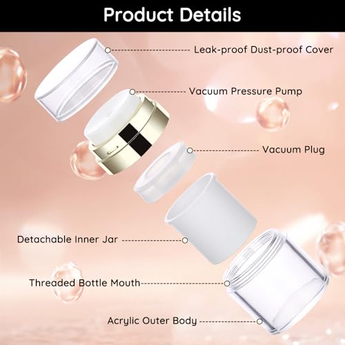 Image of Segbeauty 4pcs Refillable Airless Pump Jars, 4 Pack Airless Pump Bottles Travel Size Lotion Bottle, Pack of 2 Clear Plastic Container Jars with Lids Vacuum Cream Jar Travel Container for Toiletries