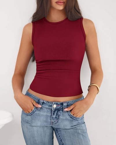 Image of BTFBM High Neck Tank Top for Women Sleeveless Ribbed Y2k Clothes Basic Shirts Going Out Outfits Spring Summer Tops 2026