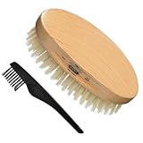 Kent MG3 Finest Men's Hair & Beard Brush for Skin Care - 100% Natural White Boar Bristle for Mens Grooming, Scalp Brush, 360 Wave, Beard and Mustache Straightener For Men's Hair Care