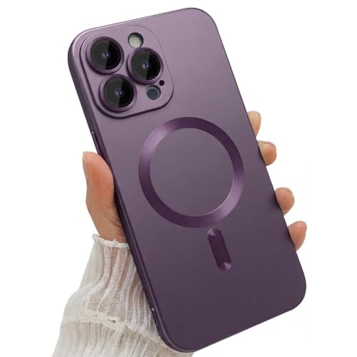 Image of DIZORO Magnetic Case for iPhone 15 Pro Case [Compatible with MagSafe][Built-in Camera Lens Protector] Slim Soft Silicone Bumper Shockproof Metallic Luster Back Cover Phone Case - Royal Deep