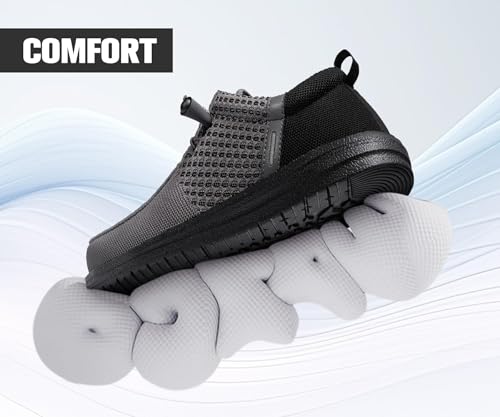 Image of LARNMERN Slip On Steel Toe Shoes Men Loafers Work Safety Tennis Sneakers | Lightweight, Comfortable, Walking, Wide, Hands Free, Lounging, House, Mechanic, Construction, Casual, Dress, Office, 0utdoor