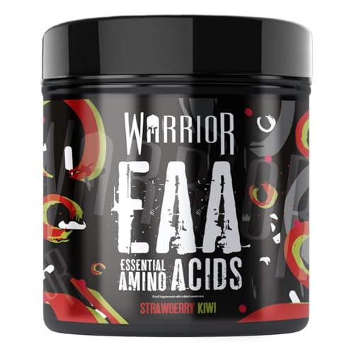 Aminoácidos Warrior EAA en polvo 360 g   9 aminoácidos esenciales   Hidratación durante el entrenamiento   Suplemento nutricional para la recuperación   30 raciones (Fresa y kiwi)