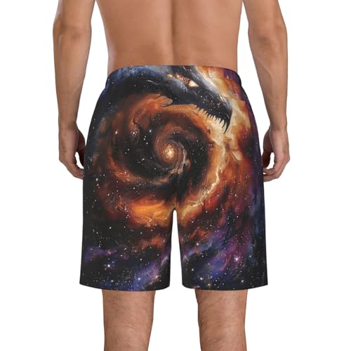 Men's Quick Dry Swim Shorts Dragon Galaxy Stars Black Hole Dark Abstract Beach Trunks with Pockets2