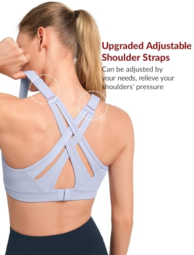 Image of Yvette Women's High Impact Sports Bra for Running | High Support, No Bounce, Large Bust, Pickleball, Gym Workout, Adjustable Straps, Crisscross Back, Wireless, Sewn in Pads