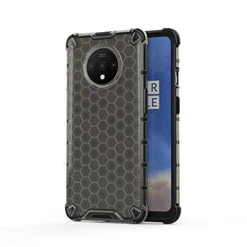 Image of Glasgow | for OnePlus 7T Honeycomb Pattern Back Case Cover for OnePlus 7T with 4 Bumper Corners and Military Grade Protection - Black