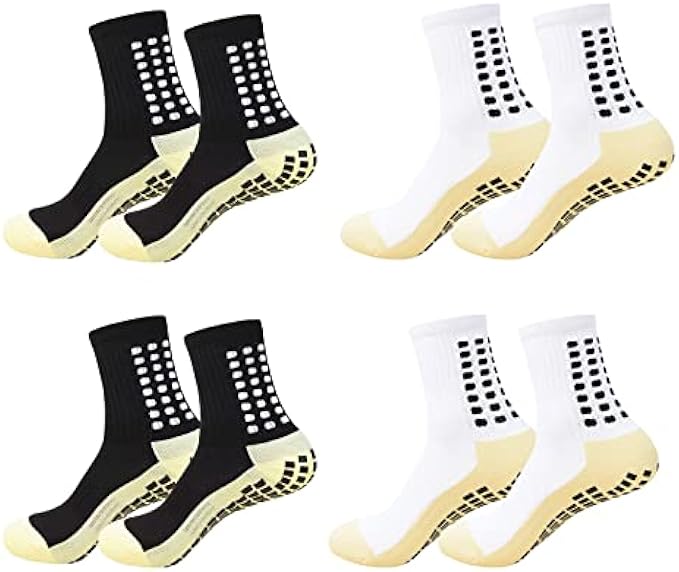 Spreezing Men's Grip Soccer Socks Anti Slip Athletic Socks Non Skid Football Basketball Socks with Grip Pads