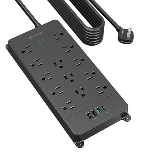 Image of TROND 15ft Surge Protector Power Strip with 32W USB, 4000J,ETL Listed,Black