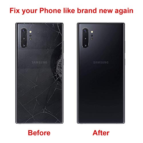 Perzework Rear Back Glass Replacement for Samsung Galaxy Note 10+ Plus 6.8 inches 5G with Reparing Toolkit and Pre-Installed Adhesive (Aura Black)