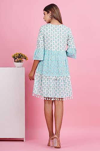 Image of Crenol Women Cotton Printed Short Dresses for Women, Western Dresses for Women