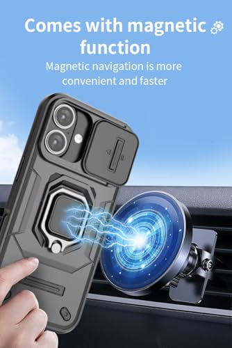 Image of Thermoplastic Polyurethane Camshield Pro Case With Slide Camera Protection And Ring Stand Bumper Back Case Cover For iPhone 16 (Blue)