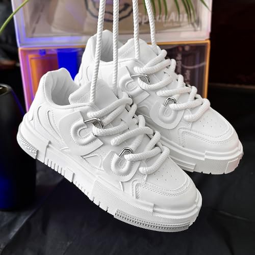 PU Leather Y2K Inspired Chunky Thick Sole Sneakers for Men Plus Size Fashion Trainers for Walking Streetwear Daily Wear Versatile Comfortable Casual Shoes3