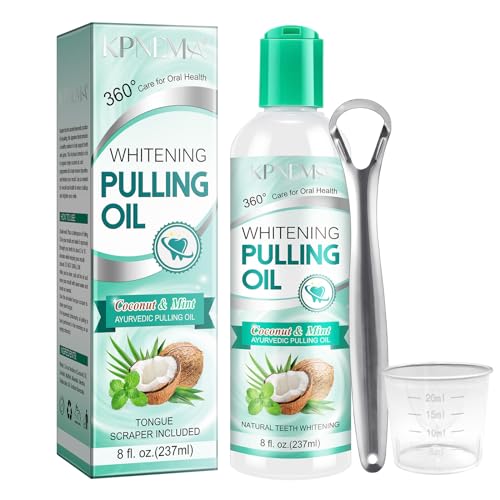 KPNEMA Coconut Mint Oil Pulling Mouthwash, Natural Coconut Oil Mint Mouthwash Keeps Breath Fresh Suitable for Dates and Daily Oral Care, White Teeth & Healthy Gums (8 Fl Oz (Pack of 1))