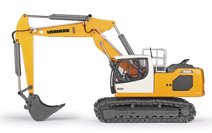 LIEBHERR - Raupenschaufel R922 mit zweiteiligem Pfeil - Maßstab 1:50, Gelb, Kohlenstoffstahl, Tracked, Schaufel