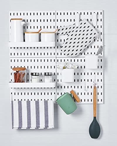 Socalsunny Pegboard Wall Organizer Kit 4 Boards 14 Piece Accessories Combination Hanging Peg Board Wall for Home Office | 22"x22" White Pegs for Hanging