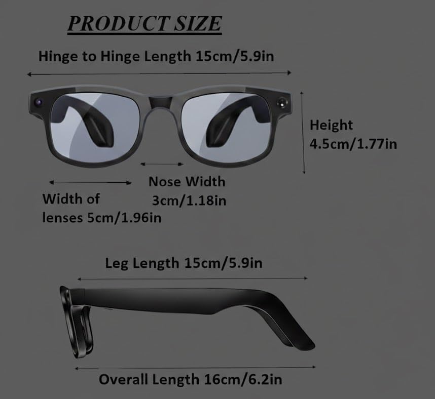 Image of Aeoss AI Video Smart Glasses with 8MP HD Camera - Real-Time Language Translation, AI Object Recognition, Bluetooth Audio Calls & Voice Assistant - for Driving, Sports & Vlogging