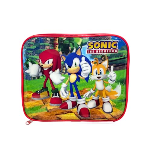 ILS I LOVE SHOPPING Borsa Termica Rettangolare Impermeabile Porta Pranzo per Bambini con manico - Gadget Scuola (SONIC)