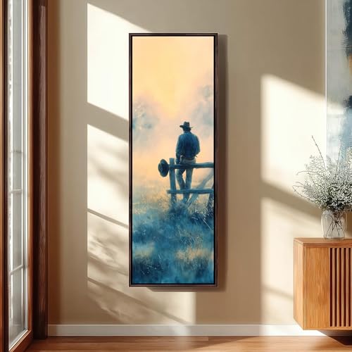 Lone Ranger au coucher du soleil tableau vertical style ferme et nature - 2