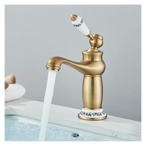 Monomando de lavabo ZH1YFD en latón envejecido con agua fría y caliente