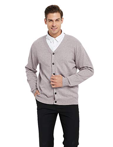 TOPTIE Men's Business Knitting Sweater Cardigan Fashion Warm Coat Jacket-Style2 Beige-XL