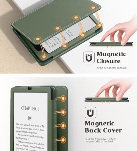 Image of MoKo Case for 7 inch /6.8 inch Kindle Paperwhite(12th /11th Generation-2024 /2021) and Kindle Colorsoft Signature Edition, Slim PU Shell Cover Case with Auto-Wake /Sleep for Kindle Paperwhite 2024, Celadon