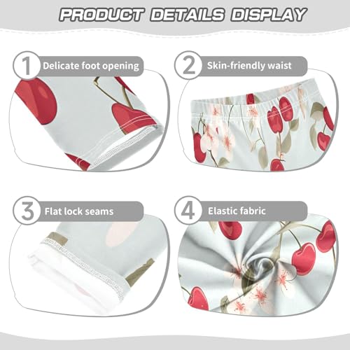 Bolaz Toddler Girls Leggings Printed Yoga Pants Leggings Cherry White Floral for Kids3