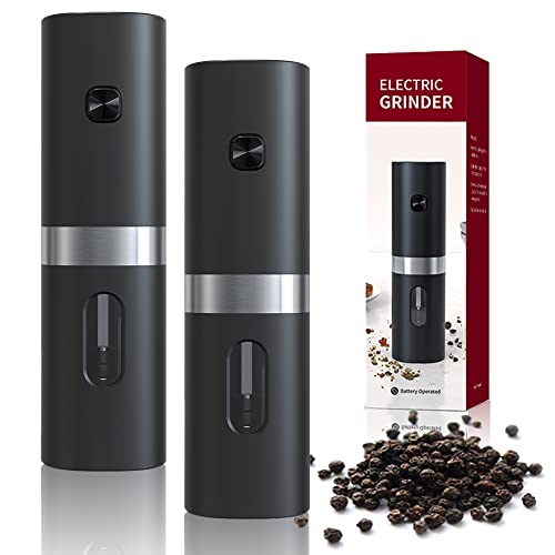 Wisada 2022 Elektrische Pfeffermühle durch Schwerkraft, Salz- und Pfefferstreuer, elektrisch, mit Mahlwerk aus Keramik, verstellbar, Mahlwerk aus verstellbar, Akku betrieben, mit Licht, Edelstahl Cover