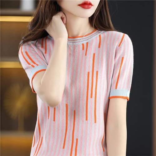 T-shirt en tricot rayé en coton coupe ample et pull tendance