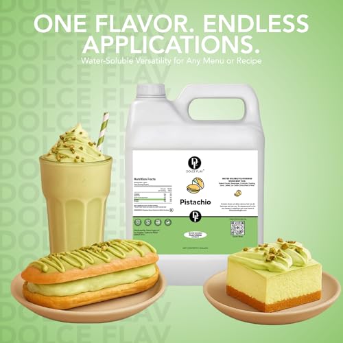 Image of Dolce Flav Pistachio Extract - 1 Gallon Water-Soluble Kosher, Sugar-Free, Concentrated Nutty Pistachio Flavor for Baking, Ice Cream & Pastries