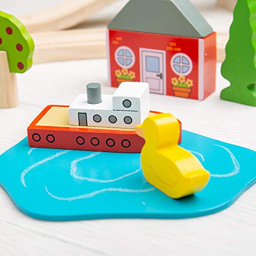 Bigjigs Rail Holzeisenbahn Set Stadt und Land – Bild 4
