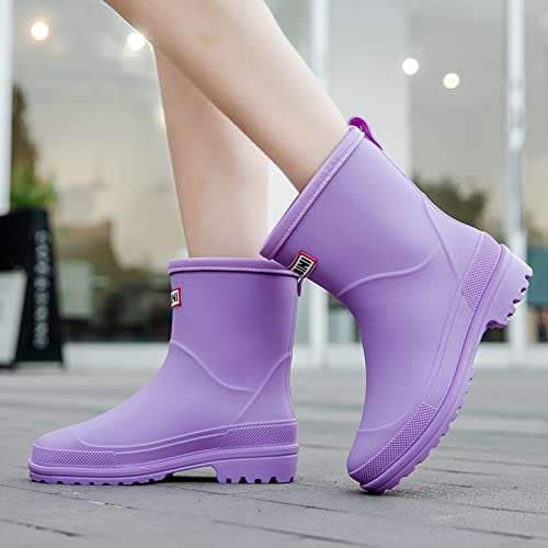 Image of Nutropa Mid Calf Rain Boots for Women, Anti-Slip Outdoor Work Rain Shoes | Waterproof Garden Boots, Lightweight, Comfortable Rainboots, Outdoor Mud Work Booties