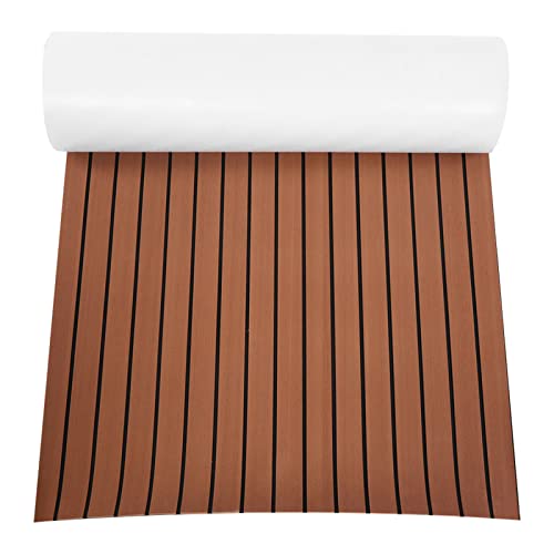 Aoaoy Piso de Yate, Eva Teck Tobing Steet Boat Floring Ajuste para Yacht Teck (Marrón oscuro)