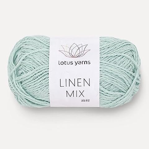Lotus Yarns Linen Mix (1 Skein of 50g/1.76oz) Top Blended Yarn Cool Knitting Crochet Summer Yarn for Tops, Vests, Baby Projects 04-Sky Blue Cover