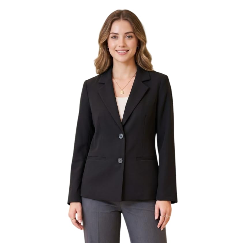 Image of modny Women's Formal Cotton Blazer | Single-Breasted, Button Closure, Long Sleeves Blazer for Girls | Professional Outfit for Office & Meetings