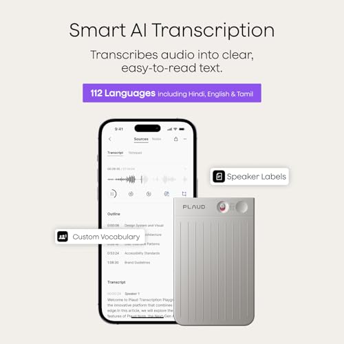 Image of Plaud Note AI Voice Recorder Device /Dictaphone w /Case App Control AI Transcribe & Summarize Support 112 Languages 64GB Digital Audio Recorder Note Taker for Lectures Meetings Calls, Black