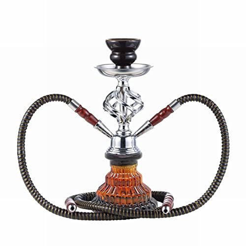 Shisha-Set 2 Schlauch 14,2" Shisha mit Mini-Kürbis-Glassockel Keramik-Huka-Schüssel Verbesserte Shisha tragbares Shisha-Becher-Set