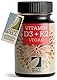 Vitamin D3 K2 VEGAN - 180 Tabletten mit 5000 IE D3 + 200 mcg K2 - Vitamin D3 hochdosiert und vegan - Vorratspackung - laborgeprüft mit Zertifikat - ohne unerwünschte Zusatzstoffe