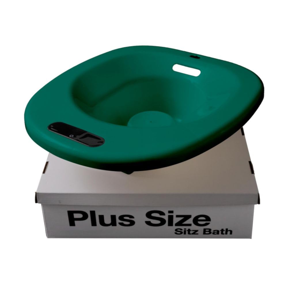 Urby Automatic Sitz Bath Tub, Plus Size Hemorrhoid Sitz Bath, Wider Seating Area, Large Size Sitz Bath Postpartum with Electric Flusher. One Piece Non Collapsible, Green