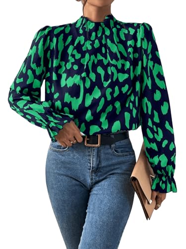 GORGLITTER Bluse Mit Rüschen Damen Bluse Mit Stehkragen Langarm...