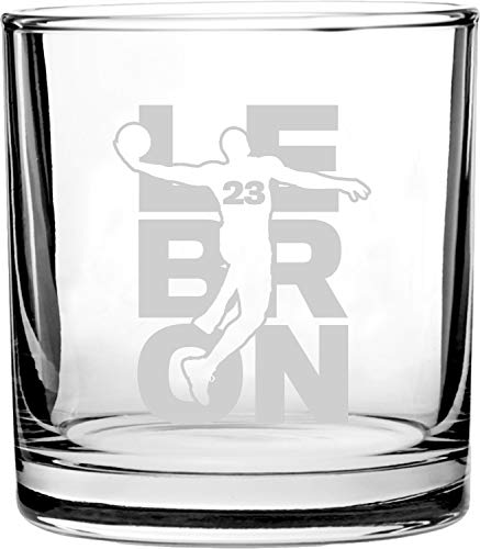 Basketball Sports Athletic Player - 3D Laser Engraved Scotch Whiskey Glass 10.5 oz (Lebron #23)