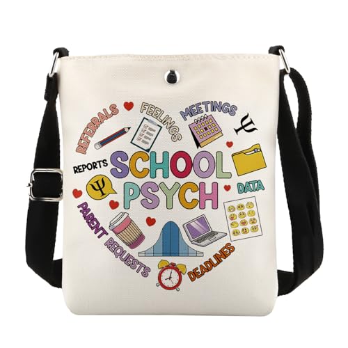 MAOFAED Bolsa tiracolo School Psych para psicólogo escolar, presente de graduação em psicologia, presente de saúde mental (psicologia escolar)