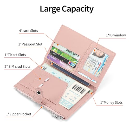 Passport Holder for Women Leather Passport Wallet for Travel RFID Blocking Passport Wallet Credit Card Holder with Zipper Pocket2